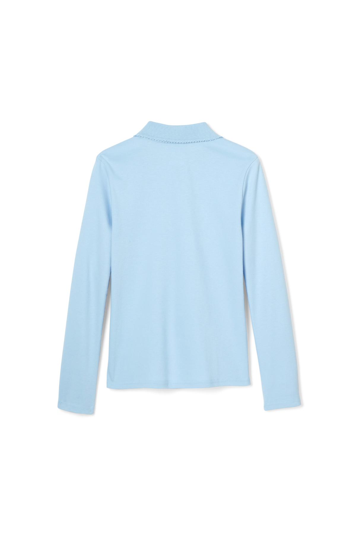 Long Sleeve Fitted Interlock Polo with Picot Collar (Feminine Fit) - French Tooast